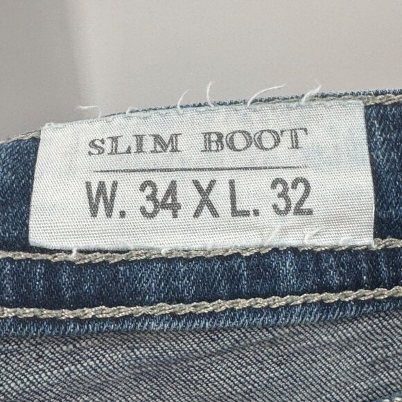 TK Axel Slim Boot Cut Blue Denim Jeans Mens Size 34x31.5 Classic Fit Durable Mat - Picture 6 of 9